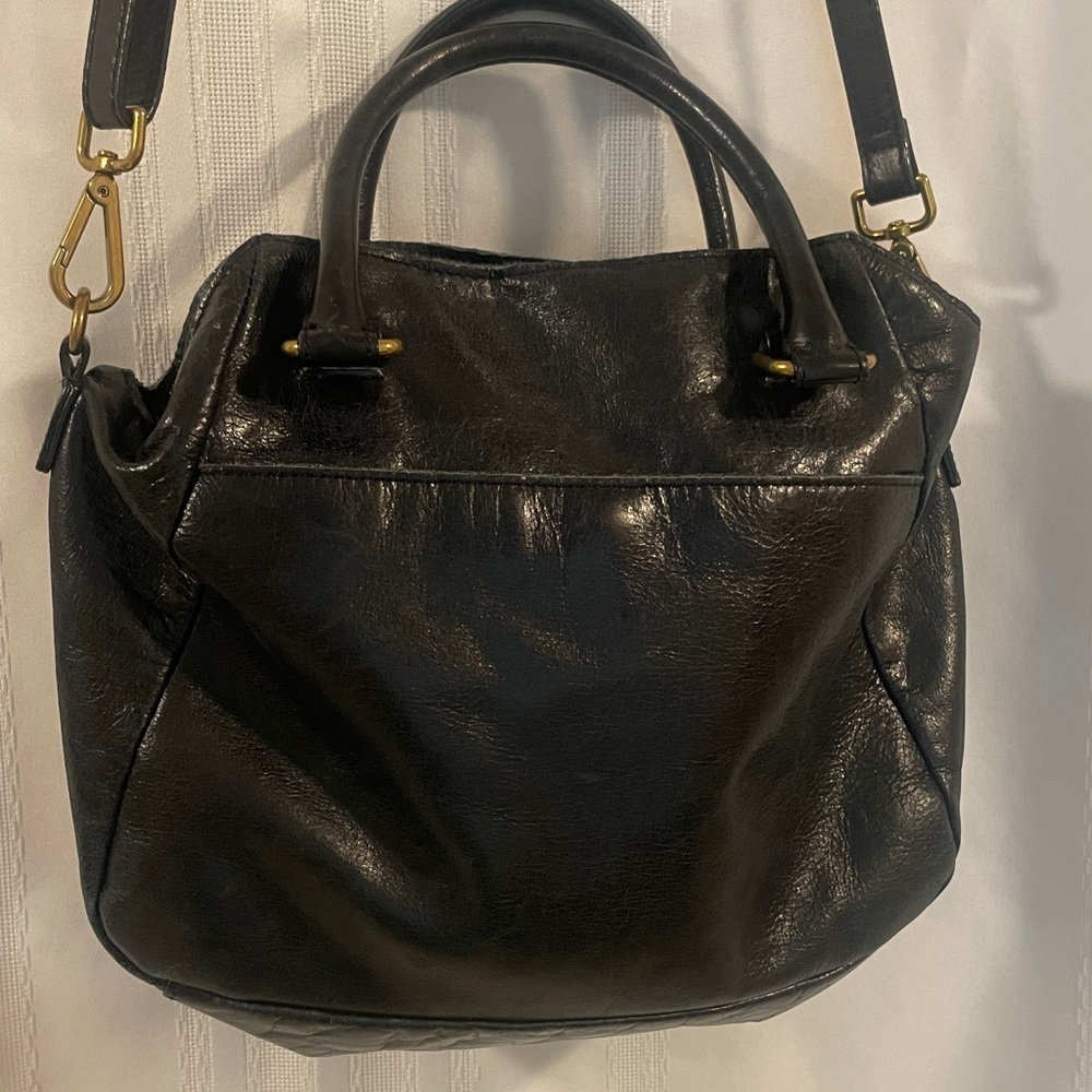 Elliot Lucca Black Leather Handbag Medium size USED Crossbody Satchel - Picture 6 of 6